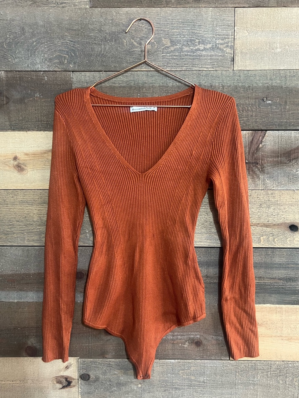 ABERCROMBIE & FITCH Rust Cozy Knit Ribbed Bodysuit Size M